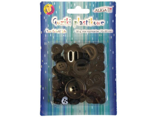 Guziki plastikowe, mix rozmiar�w, kol. Czarny