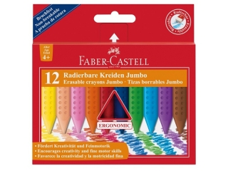KREDKI GRIP JUMBO TRÓJKĄTNE WOSKOWE 12 KOL. OPAKOWANIE KARTONOWE FABER-CASTELL