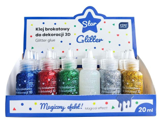 Klej brokatowy do dekoracji 3D 20ml STAR [opakowanie=24szt]