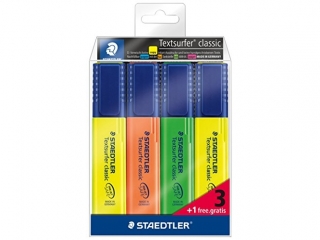 Zakreślacz Textsurfer classic, 3+1 kol. (1, 4, 5) w etui, Staedtler