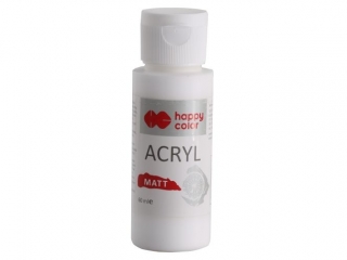 Farba akrylowa Matt, 60 ml, piękna biel , Happy Color