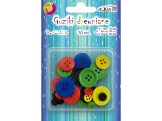 Guziki drewniane GUZ-2058 mix kolorów i rozm., op. 30szt.
