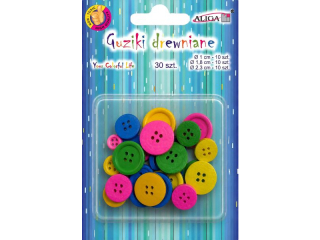 Guziki drewniane GUZ-2065 mix kolorów i rozm., op. 30szt.