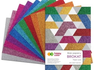 Blok BROKAT, A4, 10 ark, 150g, 10 kolor�w, Happy Color [opakowanie=5szt]
