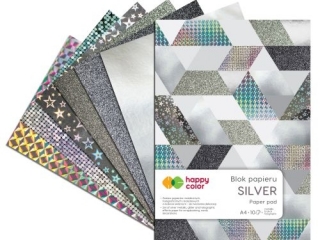 Blok SILVER, A4, 150-230g, 10 ark, Happy Color [opakowanie=5szt]