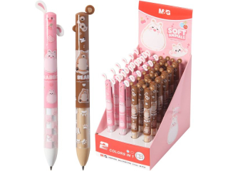 Dugopis automatyczny dwukolorowy Soft Animals Mi i Krlik, 07mm, niebieski i czerwony, MG