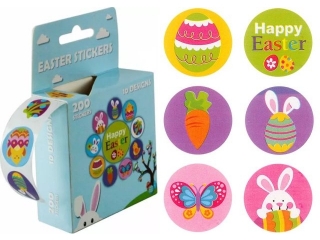 Naklejki papierowe na ta�mie o23mm 10 wzor�w Wielkanoc 200szt. TITWLK26