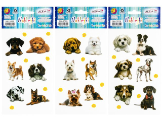Naklejki NK-3529 pieski, mix wzor�w, rozm. 12x20cm