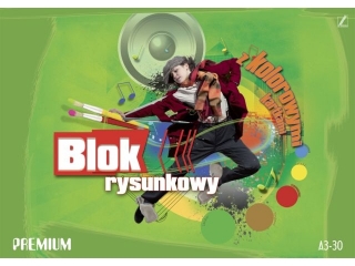 Blok rys. z kolorowymi kartkami Premium A3-30
