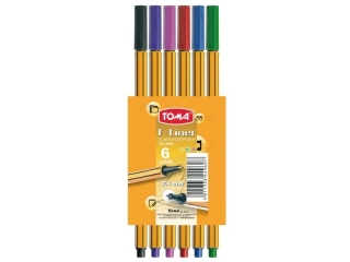 Cienkopisy F-Liner 0, 4mm, pomaraczowa obudowa, kpl. 6 kolorw mix Etui [opakowanie=6szt]