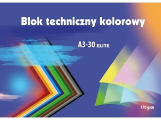 Blok techniczny kolorowy ELITE A3-30
