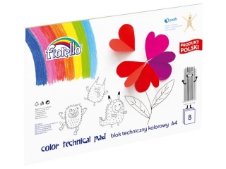 Blok techniczny kolorowy FIORELLO A4/8 kartek (sz)