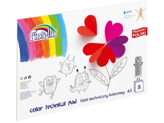 Blok techniczny kolorowy FIORELLO A3/8 kartek (sz)