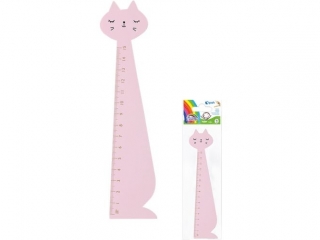 Linijka drewniana KOT 15cm różowa (sz)(p)