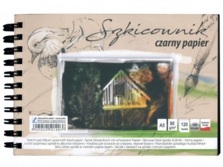 Szkicownik na spriali A5-120 czarny papier