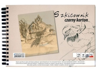 Szkicownik na spriali A5-60 czarny karton