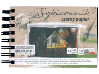 Szkicownik na spriali A6-120 czarny papier