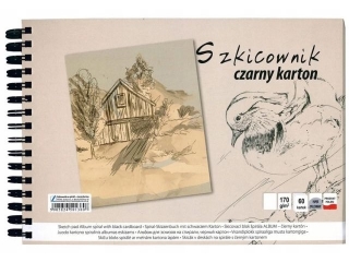 Szkicownik na spriali A6-60 czarny karton
