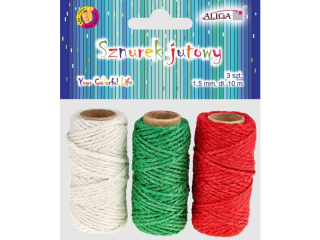 Sznurek jutowy SZJ-9256 rozm. 1, 5mm x 10m, op. zawiera 3 kolory