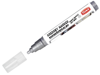 Markery kredowe cieralne na sucho, kocwka okrga 4, 5mm, 8g tuszu srebrny Pudeko [opakowanie=10szt]