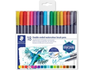Pisak dwustronny brush pen do akwareli, Design Journey, 1-6 i 0.5-0.6mm, 18 kol., Staedtler