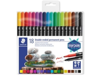 Flamastry dwustronne, wodoodporne, Design Journey, 18 kol, Staedtler