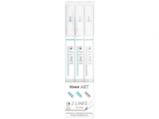 Cienkopisy 2-LINES, 2-kolorowe kocwki 0, 5mm, biaa obudowa, komplet 3 kolory mix1