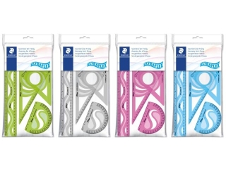 Zestaw do geometrii: linijka 30cm, ktomierz, 2x ekierka, 3 kolory, Staedtler [opakowanie=12szt]