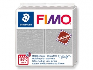 Kostka FIMO leather effect 57g, jasnoszary, masa termoutwardzalna, Staedtler