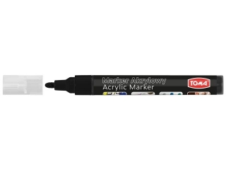Marker akrylowy, fibrowa kocwka okrgla 2-5mm, 18 kolorw czarny [opakowanie=6szt]
