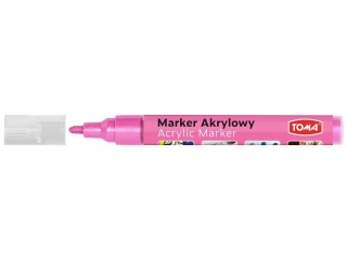 Marker akrylowy, fibrowa kocwka okrgla 2-5mm, 18 kolorw rowy [opakowanie=12szt]