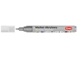 Marker akrylowy, fibrowa kocwka okrgla 2-5mm, 18 kolorw srebrny [opakowanie=12szt]