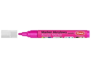Marker akrylowy, fibrowa kocwka okrgla 2-5mm, 18 kolorw rowy metalic [opakowanie=12szt]