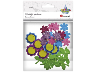 Naklejki piankowe 3 wzory: kwiatki, łodygi mix kolorów 40szt.