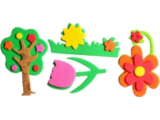 Naklejki piankowe 3D kwiatki, drzewa, trawa mix rozmiarw, mix kolorw 12szt. TITWLK