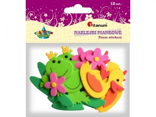 Naklejki piankowe 3D kaczki, żaby, kwiaty mix rozmiarów, mix kolorów 12szt.