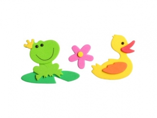 Naklejki piankowe 3D kaczki, aby, kwiaty mix rozmiarw, mix kolorw 12szt.