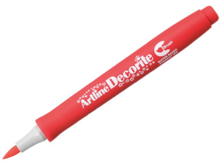 Marker permanentny ARTLINE DECORITE BRUSH ko�c�wka p�dzelkowa - czerwony [opakowanie=12szt]