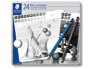 Zestaw ołówków Mars Lumograph, 12B-10H, 24 szt., w metalowym pudełku, Staedtler
