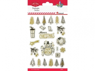 Naklejki wypuk�e choinki, ga��zki z bombkami, prezenty, buty 23szt.