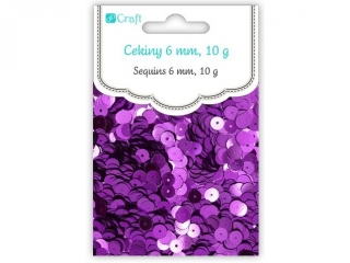 CEKINY OKRGE PASKIE 6 MM, 10 G - FIOLETOWE METALICZNE
