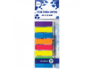Zakładki indeks NEON plastik 12x44 mm 8 kolorów x 25 ark. + linijka CEN-7409