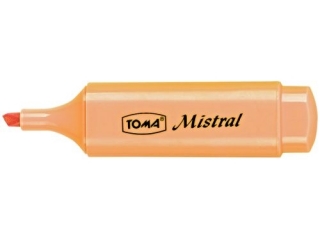 Zakrelacze tekstu MISTRAL PASTEL, paskie, szeroka kocwka 1-5mm, pomaraczowy Pudeko [opakowanie=10szt]