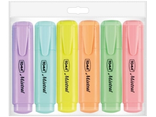 Zakrelacze tekstu MISTRAL PASTEL, paskie, szeroka kocwka 1-5mm, mix Etui [opakowanie=6szt]