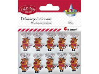 Guziki drewniane renifery 19x32mm 10szt.