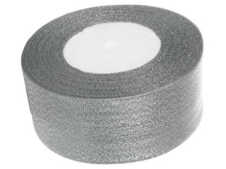 Wstążka brokatowa rozmiar: 38mm x 22 m kolor: srebrny