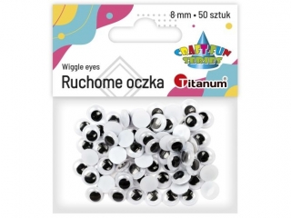 Oczy bez kleju czarne 8mm bez rzęs 50szt.