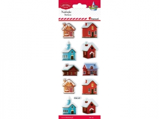 Naklejki wypukłe miękkie domki w śniegu 10szt.