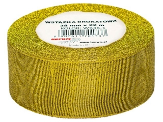 Wstążka brokatowa rozmiar: 38mm x 22 m kolor: złoty