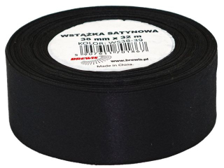 Wst��ka satynowa  rozmiar: 38mm x 32 m kolor: czarny